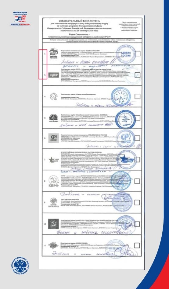 ЦИК РФ показала обновленный бюллетень на выборы в Госдуму ЦИК РФ показала обновленный бюллетень на выборы в Госдуму