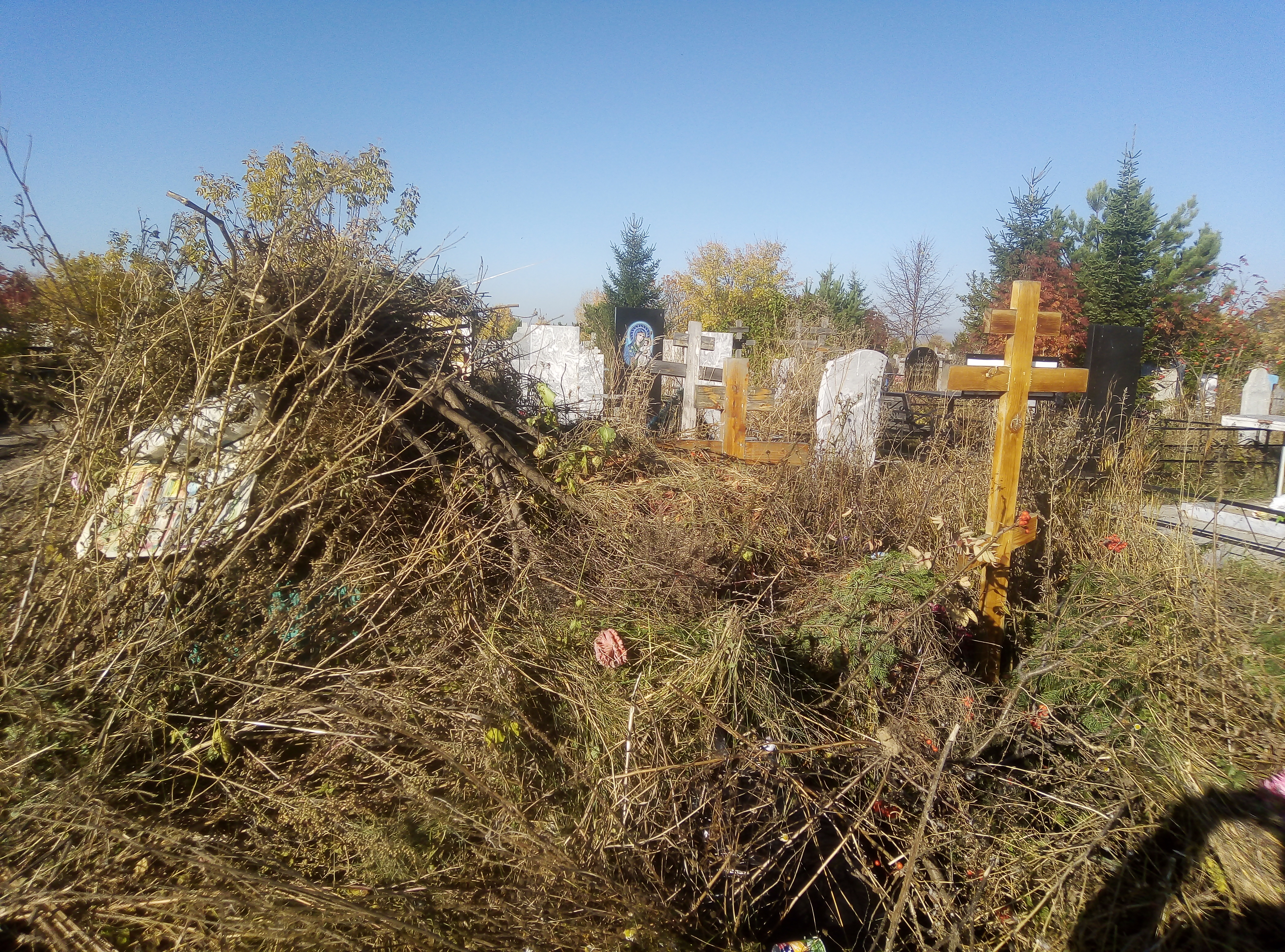 В Омске на Западном кладбище мусор сваливают прямо на могилы В Омске на Западном кладбище мусор сваливают прямо на могилы
